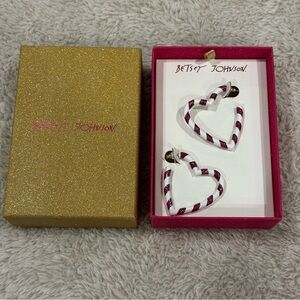 NWT betsey johnson candy cane heart earrings christmas
